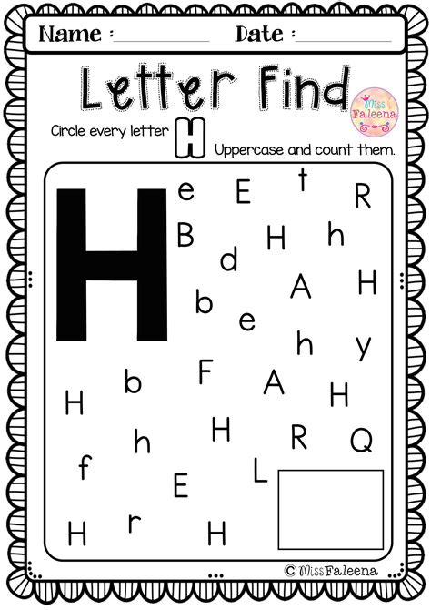 Letter H Printable Worksheets